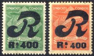 1930, R Rs 400 Aufdruck auf 1300 R grün und ... 