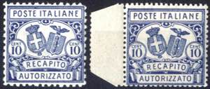 1928, Recapito Autorizzato, 10 c. azzurro ... 