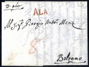 Ala, grotesk in rot auf Brief vom 16.5.1816 ... 
