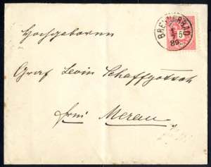 Brennerbad, GS-fy auf Brief vom 1.7.1889 ... 