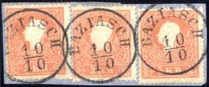Baziasch, RS-f 3x auf Briefstück mit 3 x 5 ... 