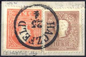Haczfeld, RS-f auf Briefstück mit 5 Kr. rot ... 