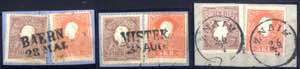 1859, 3 Briefstücke mit 5+10 Kr. Kaiserkopf ... 