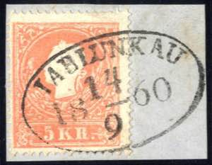 Jablunkau, RO-fy, Briefstück mit 5 Kr. rot  ... 