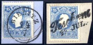 1859, Bielitz RS-f auf Briefstück mit 15 ... 