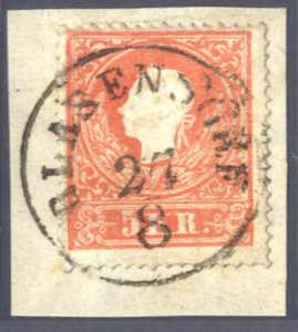 Blasendorf, RS-f auf Briefstück mit 5 Kr. ... 