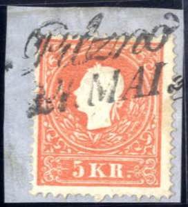 Pilzno, sL-I auf Briefstück mit 5 Kr. rot ... 