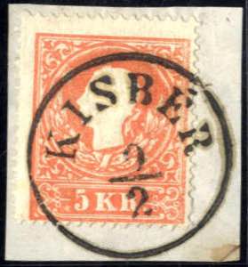 Kisber, RS-f auf Briefstück mit 5 Kr. rot ... 