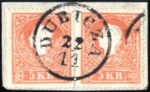 Dubicza, RS-f auf Briefstück mit 2 x 5 Kr. ... 