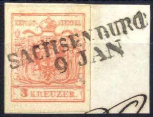Sachsenburg / 7. JAN., RL-R auf Briefstück ... 
