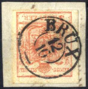 Brüx, RDm-f auf Briefstück mit 3 Kreuzer ... 