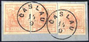 Caslau, RS-f 2 x auf Briefstück mit 3 x 3 ... 