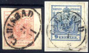 Carlsbad, Briefstück RzO-f auf 9 Kreuzer ... 