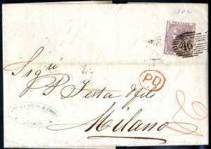 1861, Brief aus London am 12.8. nach Mailand ... 