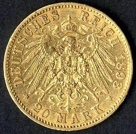 1893, 20 Mark in Gold Wilhelm II -  - 