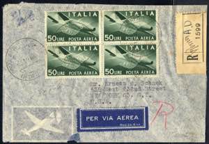 1946, lettera raccomandata aerea da Roma il ... 