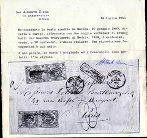 1860, lettera da Modena il 16.1. ... 