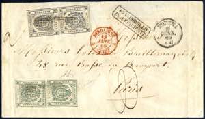 1860, lettera da Modena il 16.1. per Parigi ... 