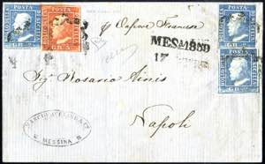 1859, lettera da Messina il 17.10 per Napoli ... 