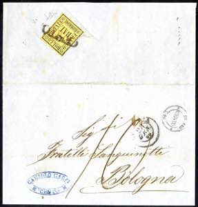 1860, lettera da Cento il 28.1 per Bologna ... 