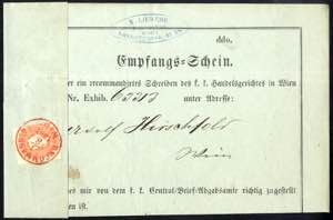 1861, Empfangsscheinschein, Ortsschein von ... 