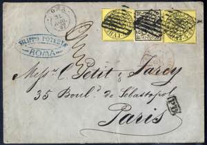 1852, Lettera da Roma 31.8.1867 per Parigi ... 