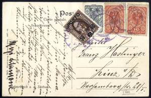 1916/21, Lot 15 Poststücke mit Portomarken ... 