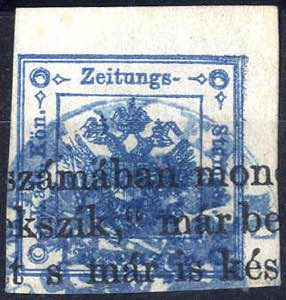 1858/59, 2 Kr. blau, Type I, Eckrandstück ... 