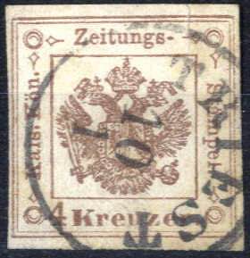 1858, 4 Kreuzer braun, Type I gestempelt, ... 