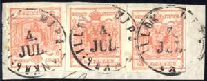 Illok 4.Juli 1850, Briefstück mit drei 3 ... 