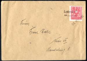1945, Brief von Ladendorf Gummihandstempel ... 