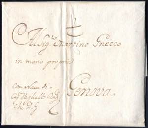 1783, lettera da Alicante il 8.10 per Genova ... 