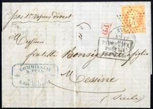 1865, Brief von Paris am 13.5. nach Messina ... 