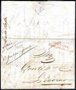 1844, lettera da Genova il 27.1 per Livorno, ... 