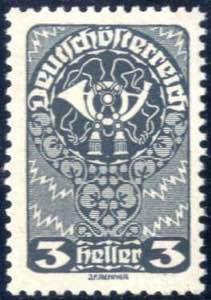 1919, 3 Heller Posthorn in schwarzgrau, ... 