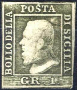 1859, 1 gr. verde oliva grigiastro, carta di ... 