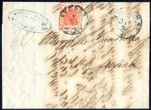 1850, Brief mit einer 3 Kreuzermarke in ... 