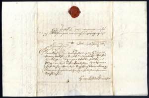 1706, zweiseitiges Schreiben an einen ... 