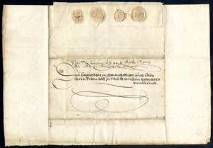 1580 ca., Schnörkelbrief mit 2 zeiliger ... 