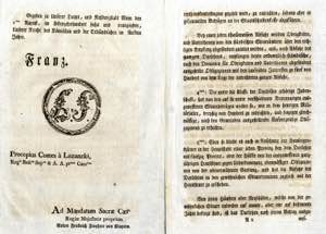 1796, Bekanntmachung des Kaisers Franz, ... 