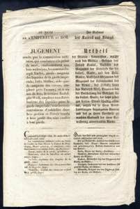 1809, vierseitiges Urteil gegen den Aufseher ... 