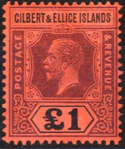 1912, König Georg V, 1 £ schwarz/lila auf ... 