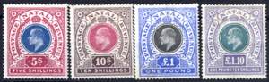 1902, König Edward VII, Serie 4 Werte ... 