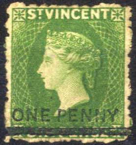 1881, Königin Viktoria, ONE PENNY auf 6 P ... 