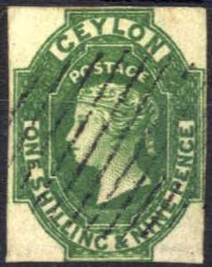 1857/59, Königin Viktoria, 1 Sh 9 P grün, ... 