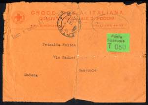 1944, lettera della Croce Rossa da Modena il ... 