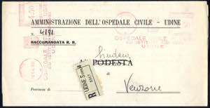 1945, lettera raccomandata da Udine il ... 