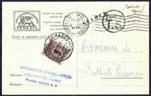 1944, cartolina da Como il 8.8 per Solbiate, ... 