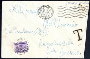 1944, lettera con tassa a carico, da Monza ... 