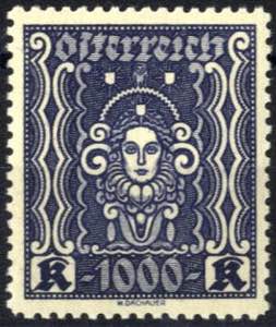 1922/24, Frauenkopf 1000 K. schwarzviolett, ... 